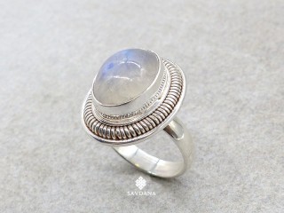 BA503 Bague Argent Massif Pierre de Lune. Taille 54