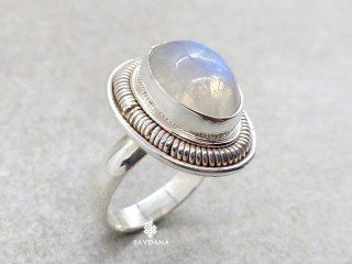 BA503 Bague Argent Massif Pierre de Lune. Taille 54