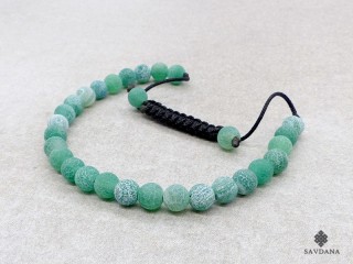 BrMala447 Bracelet Mala de Prières Tibétain Agate Rose Fissurée