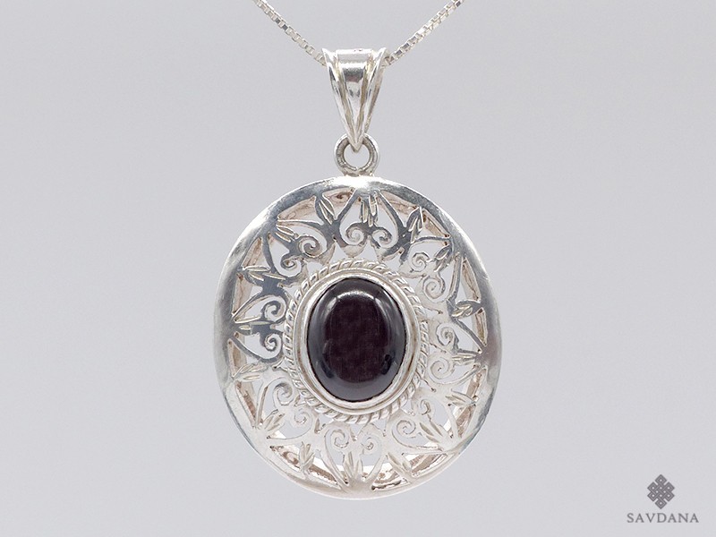 PA99 Pendentif Argent Massif Grenat