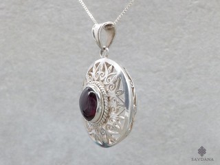 PA99 Pendentif Argent Massif Grenat