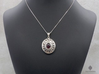 PA99 Pendentif Argent Massif Grenat
