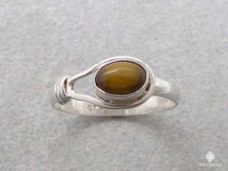 BA251 Bague Argent Massif Oeil de Tigre. Taille 60