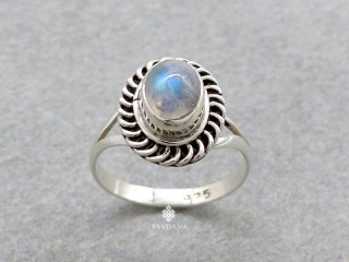 BA482 Bague Argent Massif Pierre de Lune. Taille 54
