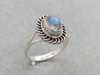 BA482 Bague Argent Massif Pierre de Lune. Taille 54