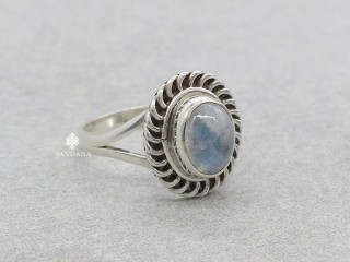 BA482 Bague Argent Massif Pierre de Lune. Taille 54