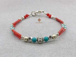 BrD341 Bracelet Tibétain 17,5 cm