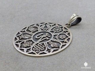 PA433 Pendentif Argent Massif Om Astamangala