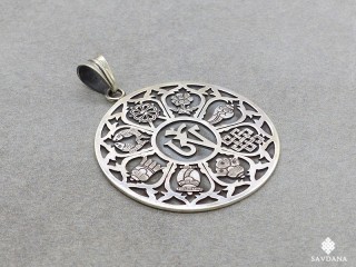 PA433 Pendentif Argent Massif Om Astamangala