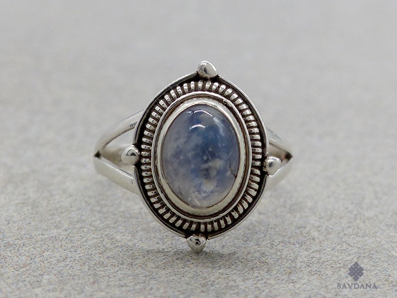 BA470 Bague Argent Massif Pierre de Lune. Taille 51