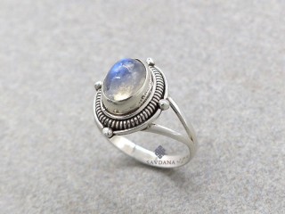 BA470 Bague Argent Massif Pierre de Lune. Taille 51