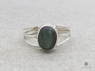 BA474 Bague Argent Massif Labradorite. Taille 54