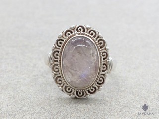 BA477 Bague Argent Massif Pierre de Lune. Taille 56
