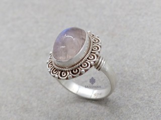 BA477 Bague Argent Massif Pierre de Lune. Taille 56
