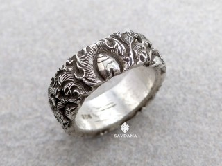 BA455. Bague Argent Massif Chhepu le Défenseur.Taille 63