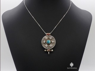 PA509 Pendentif Amulette Ghau Argent Massif Mantra