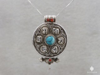 PA509 Pendentif Amulette Ghau Argent Massif Mantra