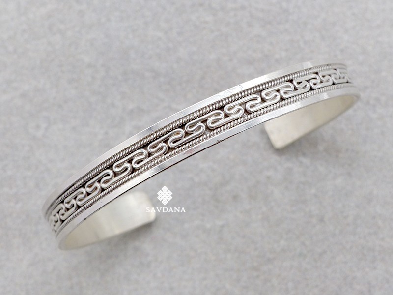 BrA125 Bracelet Tibétain Argent Massif
