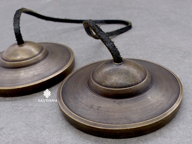 Cymbales Tibétaines Tingsha Pour Méditation - Paire En Métal Avec Cordon, Diamètre 6,2 Cm