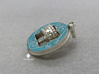 P103 Pendentif Moulin de Prières Mantra Om Mani Padme Hum