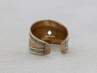 BgD167 Bague Tibétaine Cuivre Laiton Métal Argenté