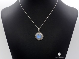 PA356 Pendentif Argent Massif Pierre de Lune