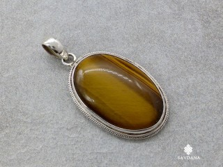 PA629 Pendentif Argent Massif Oeil de Tigre