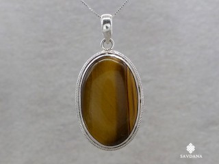 PA629 Pendentif Argent Massif Oeil de Tigre