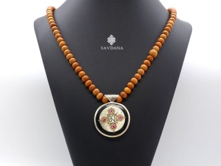 Mala159 Mala de Prières Tibétain Bois de Santal Om Yeux de Bouddha Yin Yang