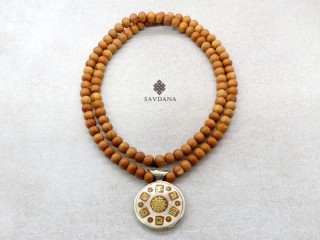 Mala163 Mala de Prières Tibétain Bois de Santal Mantra Om