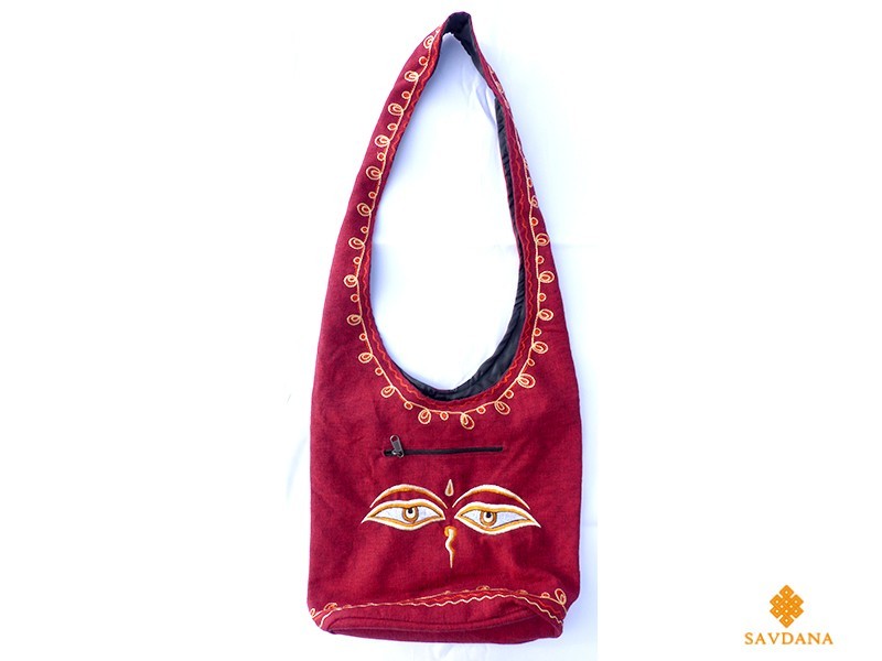 Sac104 Sac Besace du Népal Yeux de Bouddha