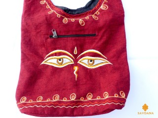 Sac104 Sac Besace du Népal Yeux de Bouddha