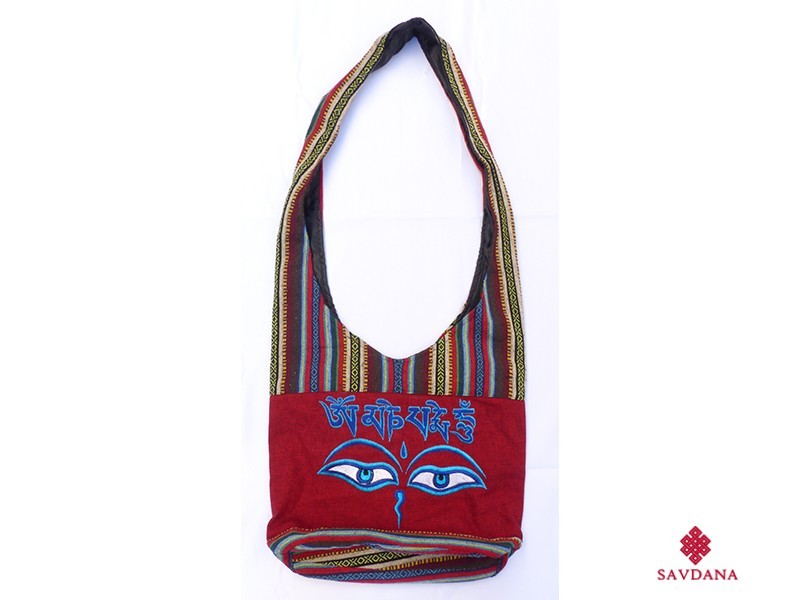 Sac120 Sac Besace du Népal Yeux de Bouddha Mantra