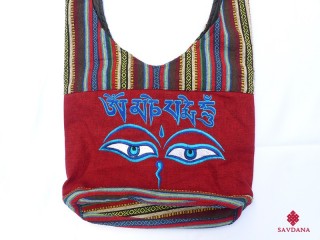 Sac120 Sac Besace du Népal Yeux de Bouddha Mantra