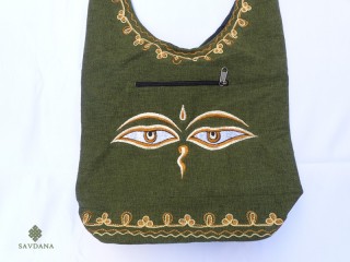 Sac121 Sac Besace du Népal Yeux de Bouddha