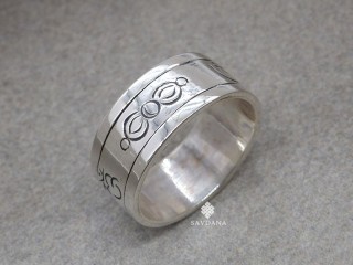 BA286. Bague Tibétaine en Argent Massif Mantra