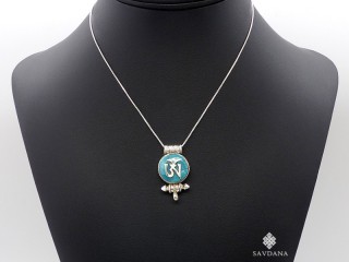 PA568 Pendentif Amulette Ghau Argent Massif Om