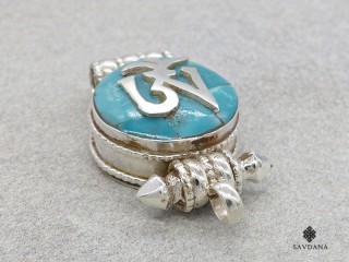 PA568 Pendentif Amulette Ghau Argent Massif Om