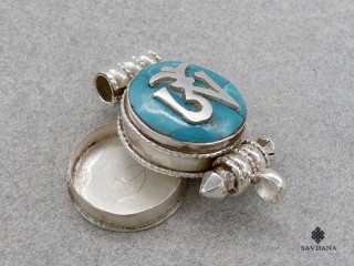 PA568 Pendentif Amulette Ghau Argent Massif Om