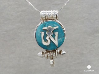 PA568 Pendentif Amulette Ghau Argent Massif Om