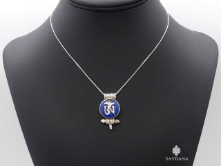PA569 Pendentif Amulette Ghau Argent Massif Om
