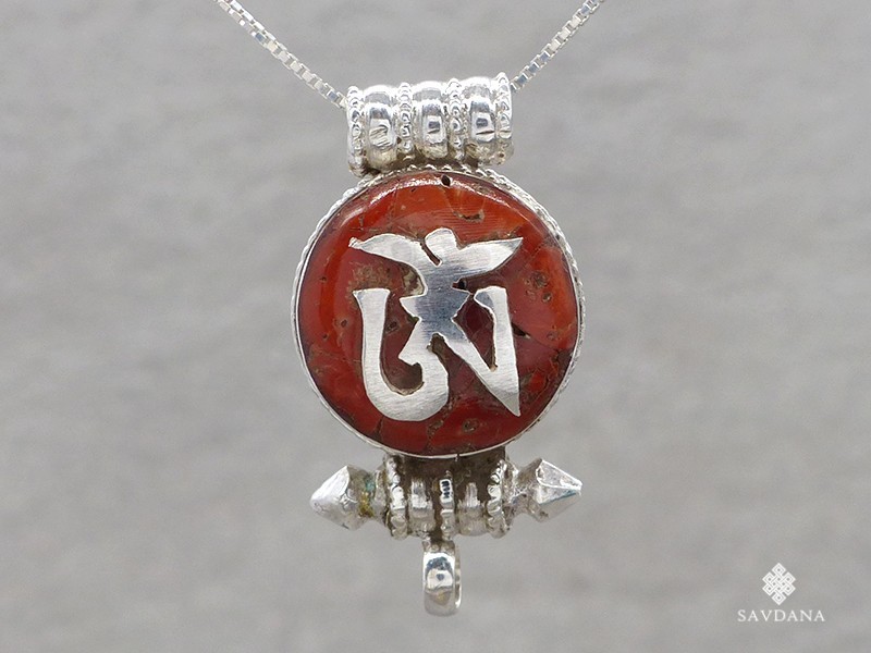 PA570 Pendentif Amulette Ghau Argent Massif Om