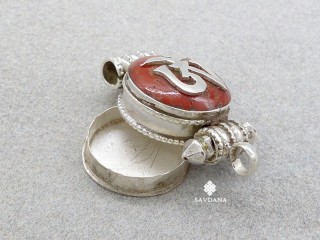 PA570 Pendentif Amulette Ghau Argent Massif Om
