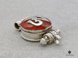 PA570 Pendentif Amulette Ghau Argent Massif Om