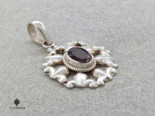 PA538 Pendentif Argent Massif Grenat