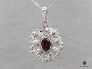 PA538 Pendentif Argent Massif Grenat