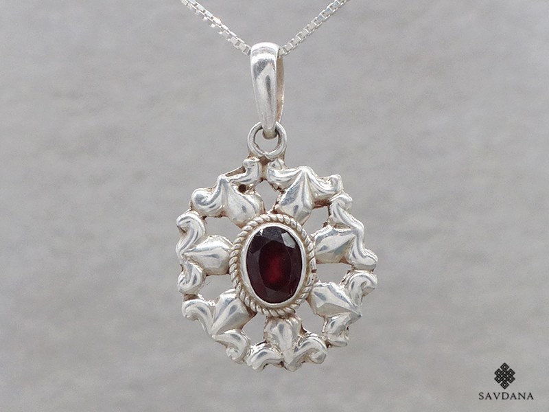 PA538 Pendentif Argent Massif Grenat