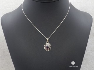 PA540 Pendentif Argent Massif Grenat