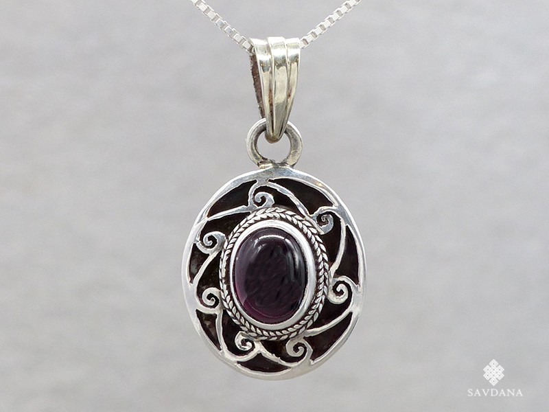 PA540 Pendentif Argent Massif Grenat