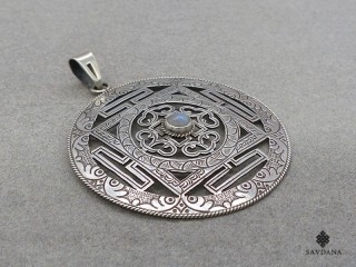 PA557 Pendentif Argent Massif Mandala Pierre de Lune